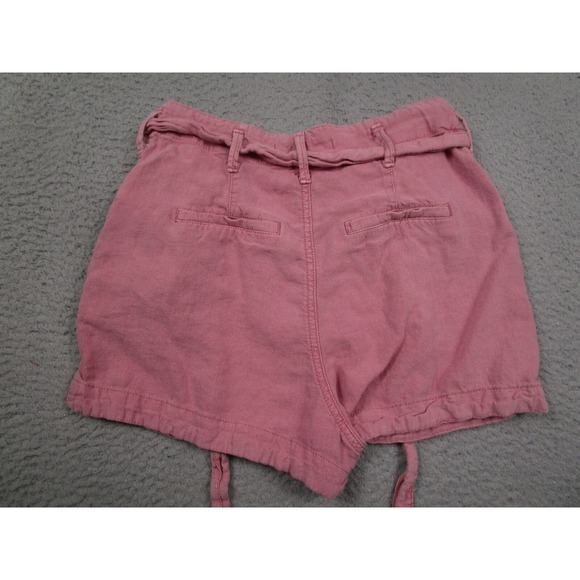 Abercrombie Fitch Shorts Womens XS‎ Pink Belted Linen Blend Preppy - Picture 6 of 8